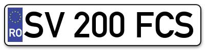 Placuta inmatriculare numar auto  SV-200-FCS, SV 200 FCS, SV200FCS