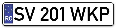 Placuta inmatriculare numar auto  SV-201-WKP, SV 201 WKP, SV201WKP