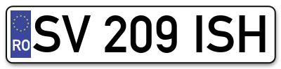 Placuta inmatriculare numar auto  SV-209-ISH, SV 209 ISH, SV209ISH