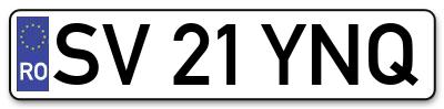 Placuta inmatriculare numar auto  SV-21-YNQ, SV 21 YNQ, SV21YNQ
