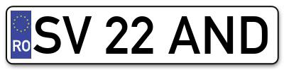 Placuta inmatriculare numar auto  SV-22-AND, SV 22 AND, SV22AND