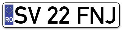 Placuta inmatriculare numar auto  SV-22-FNJ, SV 22 FNJ, SV22FNJ