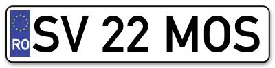 Placuta inmatriculare numar auto  SV-22-MOS, SV 22 MOS, SV22MOS