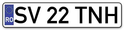 Placuta inmatriculare numar auto  SV-22-TNH, SV 22 TNH, SV22TNH