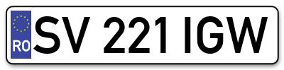 Placuta inmatriculare numar auto  SV-221-IGW, SV 221 IGW, SV221IGW