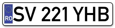 Placuta inmatriculare numar auto  SV-221-YHB, SV 221 YHB, SV221YHB