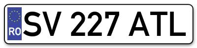 Placuta inmatriculare numar auto  SV-227-ATL, SV 227 ATL, SV227ATL
