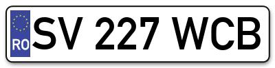 Placuta inmatriculare numar auto  SV-227-WCB, SV 227 WCB, SV227WCB