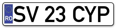 Placuta inmatriculare numar auto  SV-23-CYP, SV 23 CYP, SV23CYP