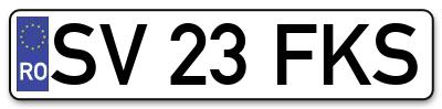 Placuta inmatriculare numar auto  SV-23-FKS, SV 23 FKS, SV23FKS