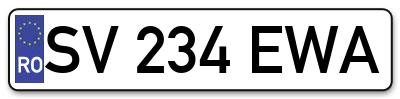 Placuta inmatriculare numar auto  SV-234-EWA, SV 234 EWA, SV234EWA