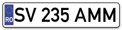 Placuta inmatriculare numar auto  SV-235-AMM, SV 235 AMM, SV235AMM