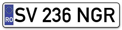 Placuta inmatriculare numar auto  SV-236-NGR, SV 236 NGR, SV236NGR