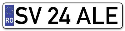 Placuta inmatriculare numar auto  SV-24-ALE, SV 24 ALE, SV24ALE