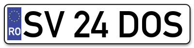 Placuta inmatriculare numar auto  SV-24-DOS, SV 24 DOS, SV24DOS