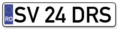 Placuta inmatriculare numar auto  SV-24-DRS, SV 24 DRS, SV24DRS