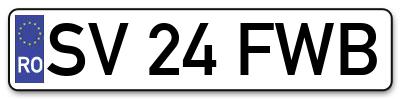 Placuta inmatriculare numar auto  SV-24-FWB, SV 24 FWB, SV24FWB