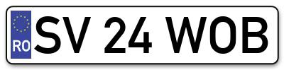 Placuta inmatriculare numar auto  SV-24-WOB, SV 24 WOB, SV24WOB
