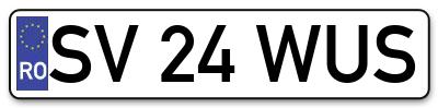 Placuta inmatriculare numar auto  SV-24-WUS, SV 24 WUS, SV24WUS
