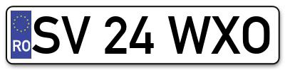 Placuta inmatriculare numar auto  SV-24-WXO, SV 24 WXO, SV24WXO