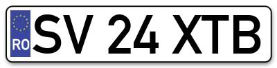 Placuta inmatriculare numar auto  SV-24-XTB, SV 24 XTB, SV24XTB