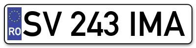 Placuta inmatriculare numar auto  SV-243-IMA, SV 243 IMA, SV243IMA