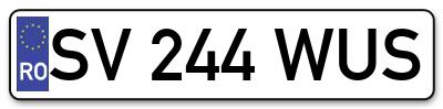 Placuta inmatriculare numar auto  SV-244-WUS, SV 244 WUS, SV244WUS