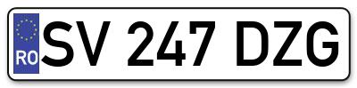 Placuta inmatriculare numar auto  SV-247-DZG, SV 247 DZG, SV247DZG