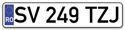 Placuta inmatriculare numar auto  SV-249-TZJ, SV 249 TZJ, SV249TZJ