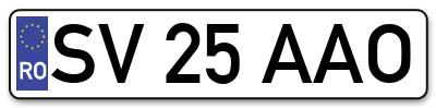 Placuta inmatriculare numar auto  SV-25-AAO, SV 25 AAO, SV25AAO