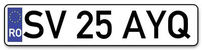 Placuta inmatriculare numar auto  SV-25-AYQ, SV 25 AYQ, SV25AYQ