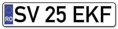 Placuta inmatriculare numar auto  SV-25-EKF, SV 25 EKF, SV25EKF