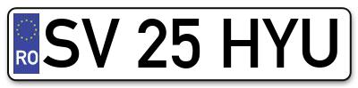 Placuta inmatriculare numar auto  SV-25-HYU, SV 25 HYU, SV25HYU