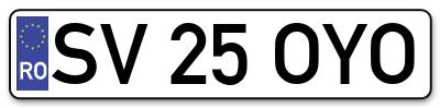 Placuta inmatriculare numar auto  SV-25-OYO, SV 25 OYO, SV25OYO