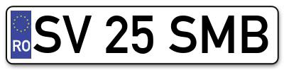 Placuta inmatriculare numar auto  SV-25-SMB, SV 25 SMB, SV25SMB