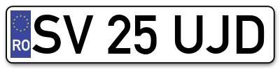 Placuta inmatriculare numar auto  SV-25-UJD, SV 25 UJD, SV25UJD