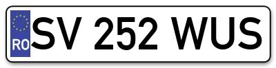 Placuta inmatriculare numar auto  SV-252-WUS, SV 252 WUS, SV252WUS