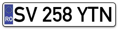 Placuta inmatriculare numar auto  SV-258-YTN, SV 258 YTN, SV258YTN