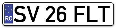 Placuta inmatriculare numar auto  SV-26-FLT, SV 26 FLT, SV26FLT