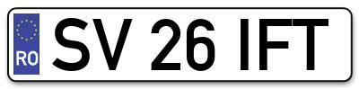 Placuta inmatriculare numar auto  SV-26-IFT, SV 26 IFT, SV26IFT