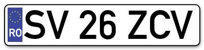 Placuta inmatriculare numar auto  SV-26-ZCV, SV 26 ZCV, SV26ZCV