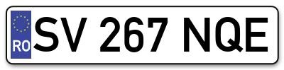 Placuta inmatriculare numar auto  SV-267-NQE, SV 267 NQE, SV267NQE