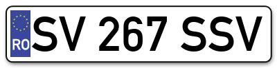 Placuta inmatriculare numar auto  SV-267-SSV, SV 267 SSV, SV267SSV