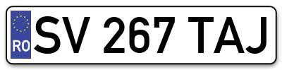 Placuta inmatriculare numar auto  SV-267-TAJ, SV 267 TAJ, SV267TAJ