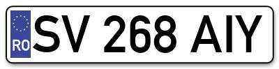 Placuta inmatriculare numar auto  SV-268-AIY, SV 268 AIY, SV268AIY