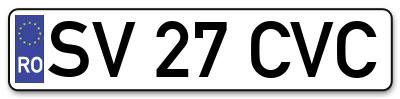 Placuta inmatriculare numar auto  SV-27-CVC, SV 27 CVC, SV27CVC