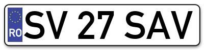 Placuta inmatriculare numar auto  SV-27-SAV, SV 27 SAV, SV27SAV