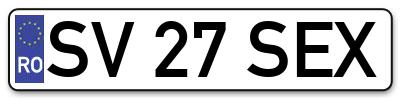 Placuta inmatriculare numar auto  SV-27-SEX, SV 27 SEX, SV27SEX