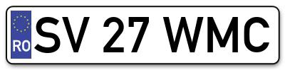 Placuta inmatriculare numar auto  SV-27-WMC, SV 27 WMC, SV27WMC