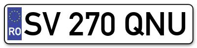 Placuta inmatriculare numar auto  SV-270-QNU, SV 270 QNU, SV270QNU